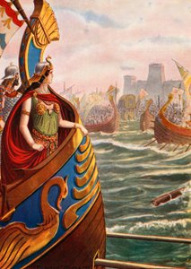 Cleopatra i slaget ved Actium af Tancredi Scarpelli