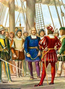 Christopher Columbus og hans brødre Bartolomeo og Diego bliver taget til fange på et skib, der skal tage dem til Spanien af Tancredi Scarpelli