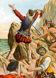 Vasco Nunez fra Balboa ser Stillehavet af Tancredi Scarpelli