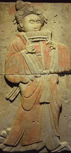 Terracotta stele med musiker, Tang-dynastiet af Tang Dynasty Chinese School