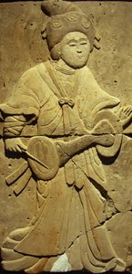 Terracotta stele med musiker, Tang-dynastiet af Tang Dynasty Chinese School