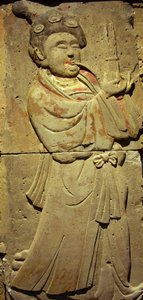 Terracotta stele med musiker, Tang-dynastiet af Tang Dynasty Chinese School