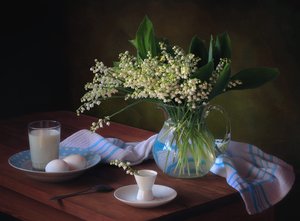 Stilleben med morgenliljer