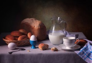 Rustikt morgenmadsstillleben