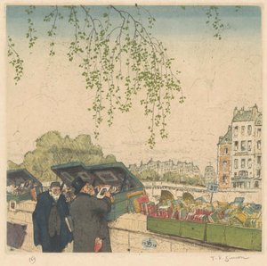 Boghandler på en kaj i Paris af Tavík František Šimon (signed by artist)