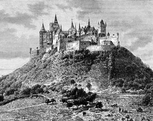 Burg Hohenzollern, syd for Stuttgart, Tyskland, 1800-tallet