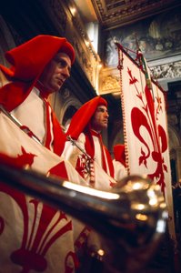 Trompetister spiller ved ceremoni, Firenze af Ted Spiegel