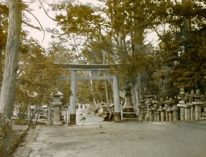 Indgang til lanterne-helligdommen i Kasauga Taisha-parken, Nara, ca. 1900-1915 (fotografi)
