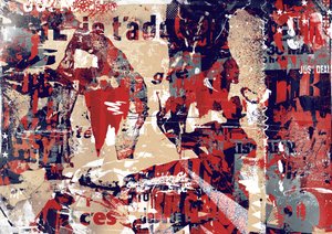 Abstraktion I, 2016 (Collage på lærred) af Teis Albers