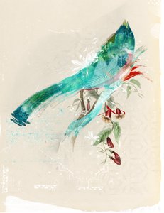 Fuglesilhuet, 2017 (Collage på lærred)