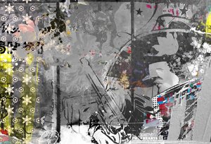Øjenkontakt, 2014 (Collage på lærred)
