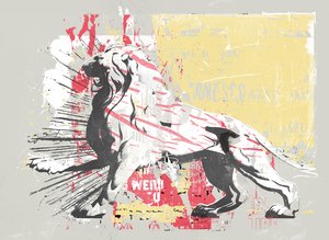 Hero Lion, 2014 (Collage på lærred) af Teis Albers