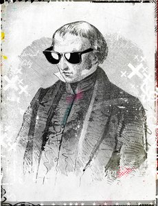 Mr. solbriller, 2015 (Collage på lærred) af Teis Albers