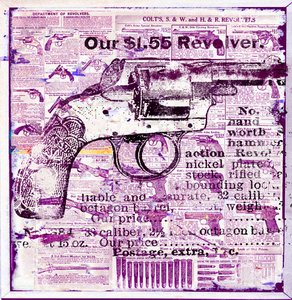 Vores 1.55 revolver, 2015 (blandet medier på lærred) af Teis Albers