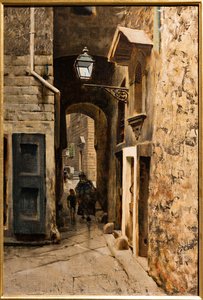 Cavalieri Street i Firenzes gamle ghetto, ca. 1882 (olie på lærred) af Telemaco Signorini