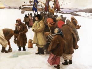 Ortodoks jul i de østlige Karpater: Vandets velsignelse af Teodor Axentowicz