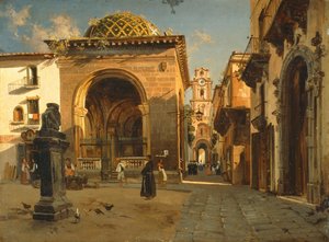 Sedil Dominova Loggia i Sorrento, af Teodoro Duclere, olie på lærred