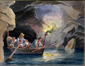 Natfiskeri, ca. 1830 (akvatinte) af Teodoro Guglielmo Witting