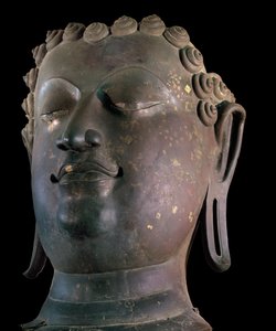 Kæmpe Buddha hoved, Lanna stil (bronze) af Thai School