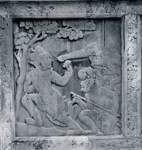 Et af en række relieffer, der forestiller Ramakien (Ramayana) af Thai School