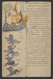 Eller 16455 f.7r, Dyr fra Zodiac, fra Phrommachat (pergament) af Thai School