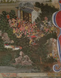 Scene med kinesisk indflydelse, Sala Geng, Wat Bowonniwet Vihara, Bangkok af Thai School