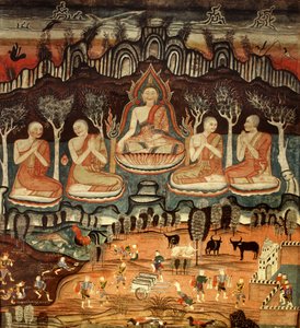 Den første prædiken og Khattana Kuman Jataka, 1867 af Thai School