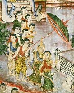 Wiharn Laikarn, episode fra Jataka Sang Thong (fresco) af Thai School
