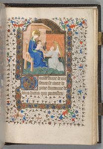 Timebog Brug af Paris: Fol. 198r, Madonna og barn med engel, ca. 1420.