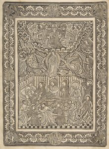 Jomfruens død, antagelse og kroning, ca. 1470-85. af The Master of the Mountainlike Clouds