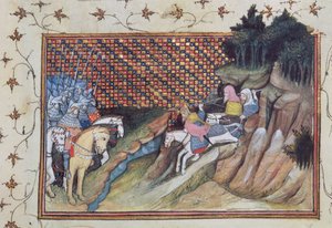 Harl 1319 f.9 MacNamara, den irske høvding kommer for at konferere med jarlen af Gloucester, fra 