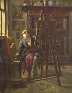 Kunstneren George Jan Hendrik Poggenbeek i sit atelier af Theo Hanrath