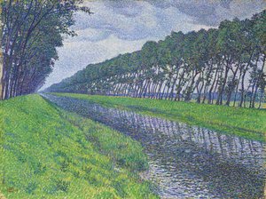 Canal in Flanders; Le canal en Flandre par temps triste, 1894dani af Théo van Rysselberghe