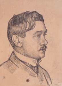 Portræt af Maurice Maeterlinck, ca. 1903 (farvekridt på papir) af Theo van Rysselberghe