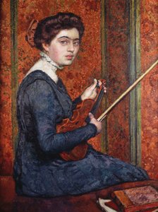 Kvinde med violin af Théo van Rysselberghe