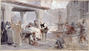 Skitse til Sorbonne-trappen: Ambroise Paré ved belejringen af Metz, ca. 1888 (blyant, olie på lærred) af Theobald Chartran