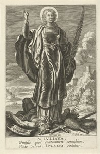 Hellige Juliana St. Juliana (titel på objekt) Feminine heiligen (serietitel) Mirror Illuminated Virgin (serietitel) af Theodoor Galle