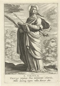 Sankt Ursula S. Vrsvla (titel på objekt) Feminine heiligen (serietitel) Mirror Illuminated Virgin (serietitel)