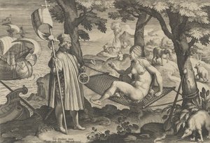 New Inventions of Modern Times [Nova Reperta], The Discovery of America, plade 1, ca. ..., ca. 1600.
