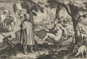 New Inventions of Modern Times [Nova Reperta], The Discovery of America, plade 1, ca. ..., ca. 1600.