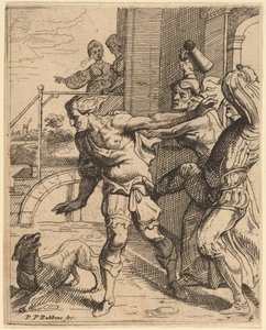 Den fortabte søn drevet fra værtshuset af Theodoor van Thulden after Sir Peter Paul Rubens