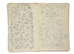 Autografmanuskriptudkast til artikler om Berlins liv og samfund, sammen med et fragment af et udkast til en roman, ca. 1878-94 (pen & blæk på papir) af Theodor Fontane