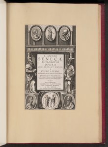 Titelside til L. Annaei Seneca Filosofs værker, der eksisterer Alt fra Ivisto Lipsio