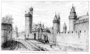 Indgangen til Louvre i det 14. århundrede, 1885 af Theodor Josef Hubert Hoffbauer