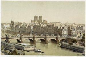 Ile de la Cite og Pont Neuf i Paris af Theodor Josef Hubert Hoffbauer
