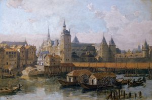 Ile de la Cite og Palais de Justice (det tidligere Palais Royal) i det 16. århundrede, 1917