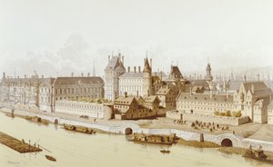 Louvre og Hôtel du Petit-Bourbon i 1622 under Ludvig XIIIs regeringstid, 1885