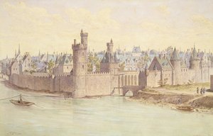 Tour de Nesles (pen og blæk og wc på papir) af Theodor Josef Hubert Hoffbauer