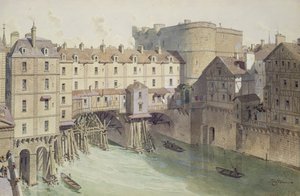 Udsigt over Petit Chatelet og Petit Pont i 1717, illustration fra 