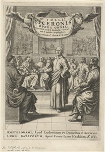 Cicero og diskuterende figurer Titelside for: Cicero, opera omnia, 1661